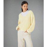 Ivory Slouchy Knit V Neck Jumper Size 8/10