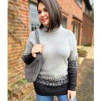 Grey Roll Neck Ombre Tunic Jumper Size 14/16