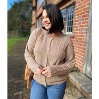 Camel Cable Knit Classic Cardigan Size 12
