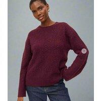 Burgundy Pointelle Wool Blend Jumper Size 22