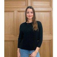 Black Pointelle Crew Neck Jumper Size 12/14