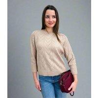 Oatmeal Pointelle Crew Neck Jumper Size 8/10