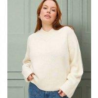 Ecru Wool Blend V Neck Jumper Size 12