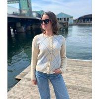 Oatmeal Argyle Crew Neck Cardigan Size 6/8