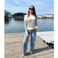 Ivory Striped Merino Wool Jumper Size 18/20