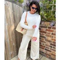 Ivory Ribbed Button Cuff Jumper Size 18