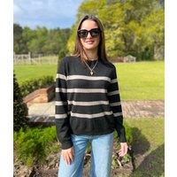 Black Striped Classic Spring Jumper Size 16/18