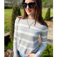 Grey Striped Classic Spring Jumper Size 20/22
