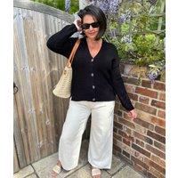 Black Boxy V Neck Cardigan Size 4/6