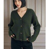 Khaki Boxy V Neck Cardigan Size 16/18
