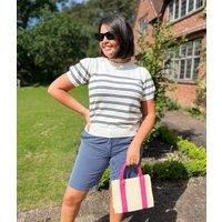 White Striped Sola Short Sleeve Jumper Size 10