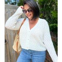 Ivory Diamond Crochet Stitch Cardigan Size 20