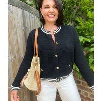 Black Textured Cotton Rich Cardigan Size 8/10