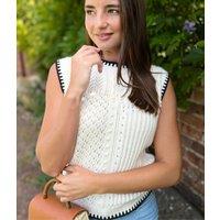 Ivory Textured Whip Stitch Sleeveless Jumper Size 18/20