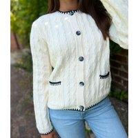 Textured Cable Knit Whipstitch Cardigan Size 8/10