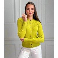 Lime Green Classic Round Neck Cardigan Size 6