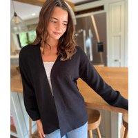 Stylish Edge-to-Edge Black Cotton Rich Cardigan Size 8/10