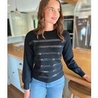 Black Sequin Stripe Jumper Size 6/8