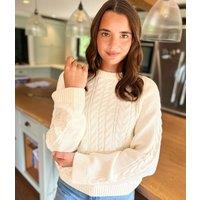 Ivory Textured Cable Knit Jumper Size 12