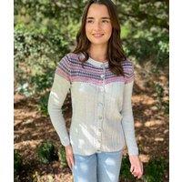 Grey Fairisle Crew Neck Cardigan Size 22/24