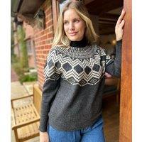 Charcoal Mosaic Funnel Neck Jumper Size 10/12