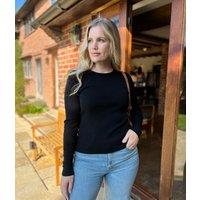 Black Merino Wool Ribbed Jumper Size 18/20