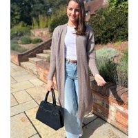 Brown Ribbed Edge to Edge Longline Cardigan Size 10/12