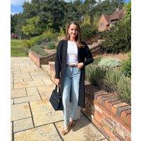 Black Ribbed Edge to Edge Longline Cardigan Size 4/6