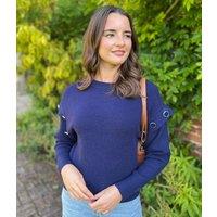 Navy Button Shoulder Jumper Size 12/14