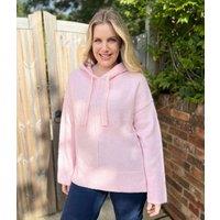 Pink Relaxed Knitted Hooded Jumper Size 8/10