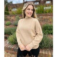 Camel Turtle Neck Ribbed Batwing Jumper Size 20/22
