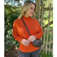 Orange Turtle Neck Ribbed Batwing Jumper Size 24/26