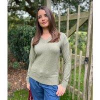 Olive Soft V Neck Jumper Size 6/8