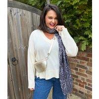 Ivory V Neck Fine Merino Wool Jumper Size 18/20