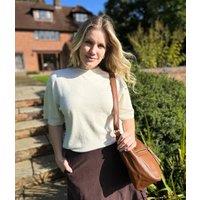 Natural Air Yarn Short Sleeve Crew Neck Jumper Size 8/10