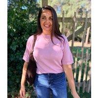 Rose Pink Air Yarn Short Sleeve Crew Neck Jumper Size 8/10