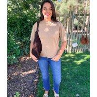 Biscuit Air Yarn Short Sleeve Crew Neck Jumper Size 20/22