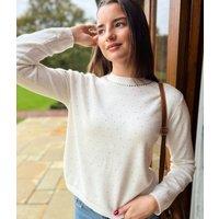 Ivory Diamante Fine Knit Jumper - Seconds Size 16/18