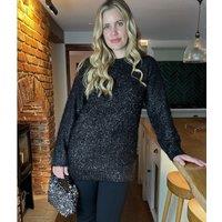 Black Sparkle Brushed Tunic Jumper Size 16/18