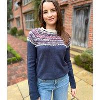 Navy Metallic Fairisle Jumper Size 8
