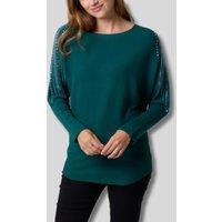 Green Diamante Sleeve Embellished Jumper Size 10/12
