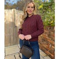 Burgundy Cable Wool Blend Jumper Size 12