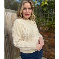 Cream Cable Wool Blend Jumper Size 18