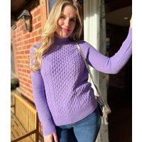Lilac Funnel Neck Cable Knit Jumper Size 14