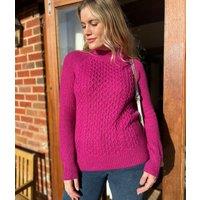 Pink Funnel Neck Cable Knit Jumper Size 6