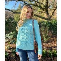 Aqua Funnel Neck Cable Knit Jumper Size 14
