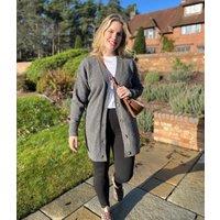 Grey Longline Button Cardigan Size 12/14