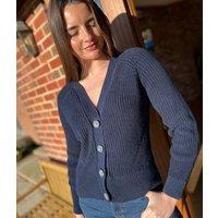 Navy Pure Cotton Ribbed Cardigan Size 16/18
