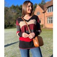 Striped Longline V Neck Tunic Jumper Size 12/14