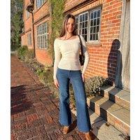 Cream Merino Wool Ribbed Boatneck Jumper Size 6
